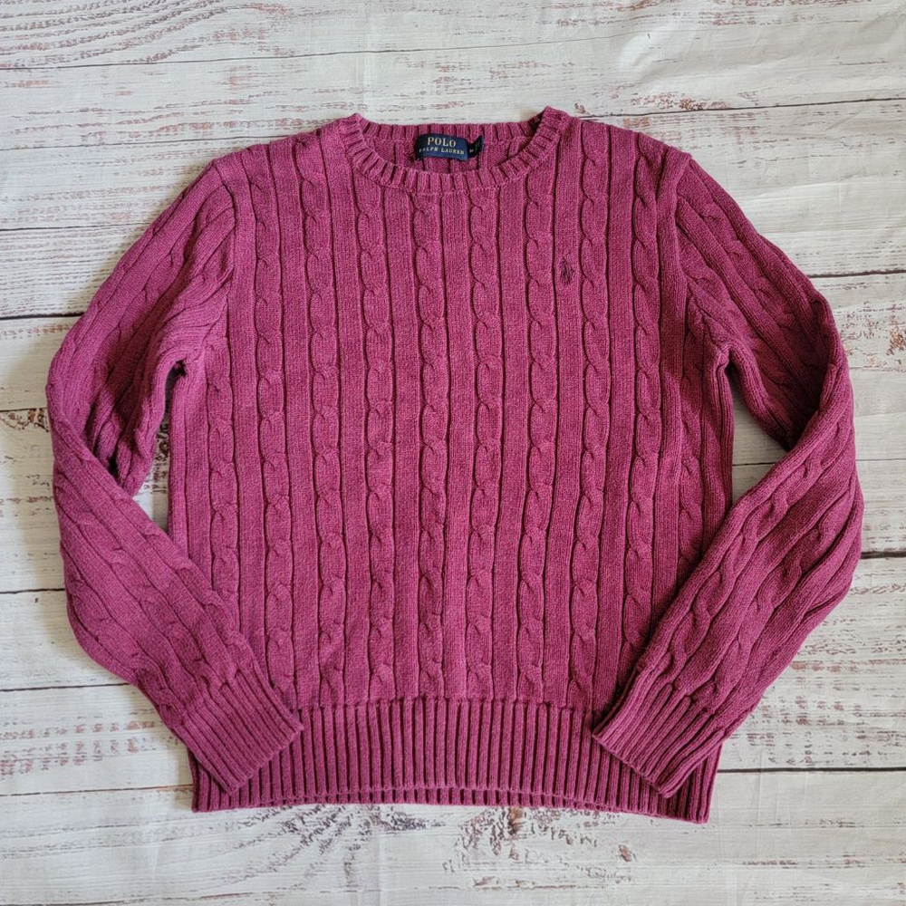 Polo by Ralph Lauren Women's Cable Knit Crewneck Sweater - Raspberry Pink